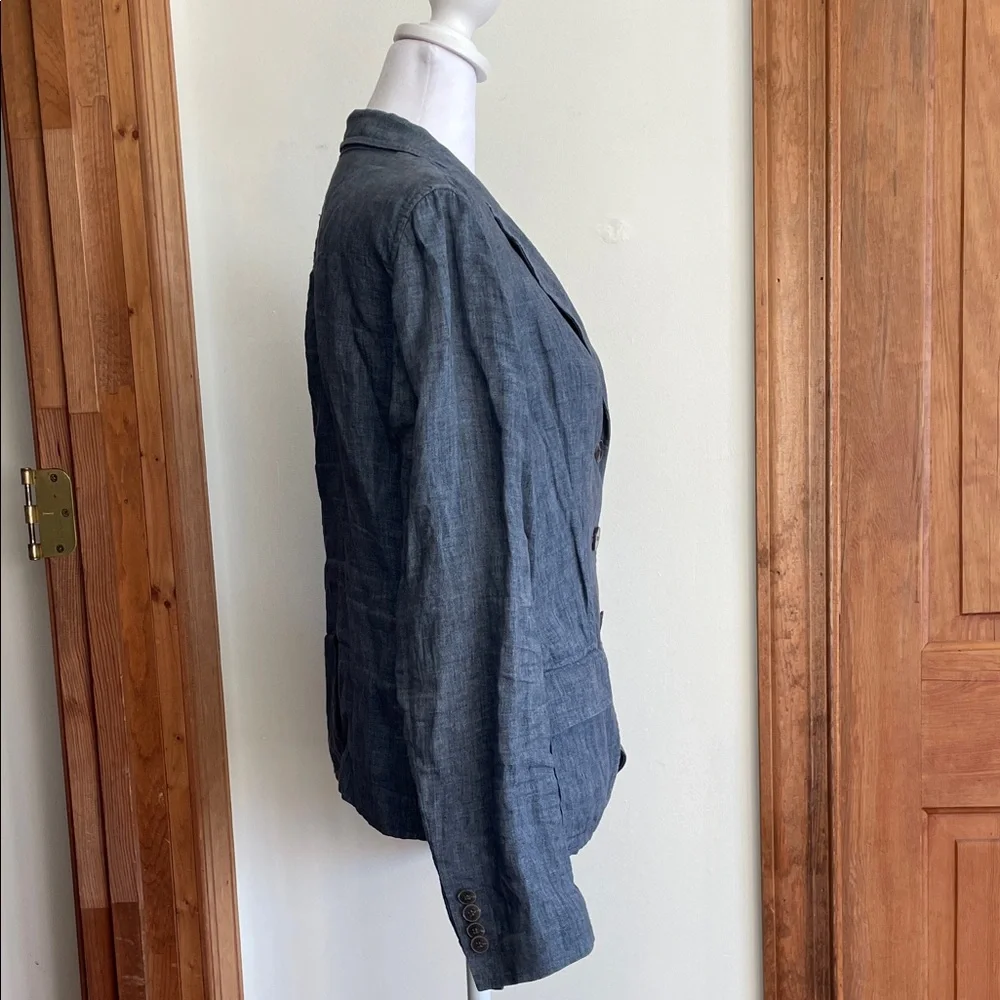 TALBOTS Women's Blue Chambray Linen Unlined Blazer 10 - Picture 8 of 16